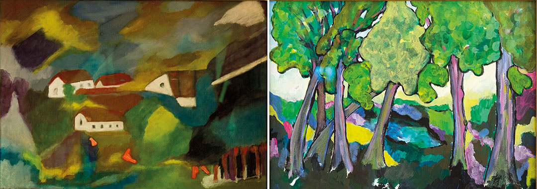 Erika Holzapfels Gemälde sind vom Expressionismus Gabriele Münters inspiriert.